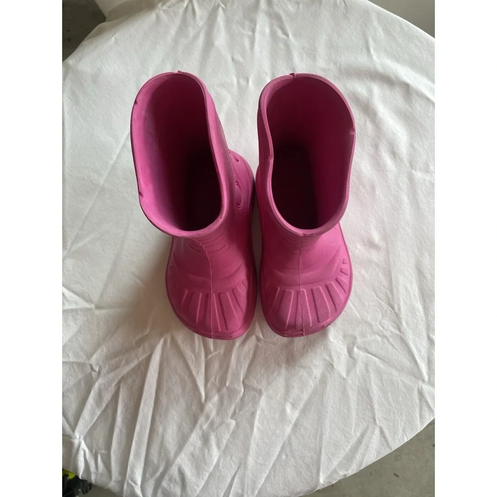 Crocs Kids Pink Handle It Rain Boots Waterproof Pull On Shoes‎ Size J1